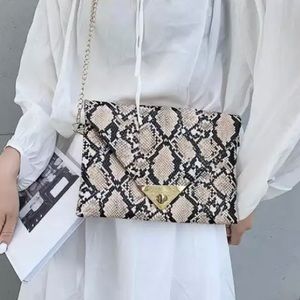 Snake Skin Clutch With Gold Clasp
